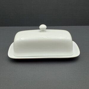 BIA Cordon Bleu Classic White Covered Butter Dish 1/4 Lb Butter Plate with Lid